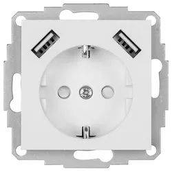 TRIARTIS Kombi-Steckdose 2 x USB-A Gesamtleistung max. 3,4A Zentralplatte 55 x 55 reinweiß
