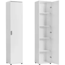 home collective Mehrzweckschrank Weiß, Echtholz, 4 Fächer, 40x184x35 cm Waschküche, Mehrzweckschränke