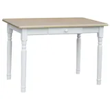 Küchentisch Esstisch Speisetisch Tisch Weiss Farbe Kiefer Lackiert mit Schublade - 80 x 80 cm