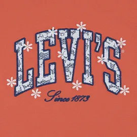 Levi's T-Shirt LEVI'S KIDS "LVG LEVIS CHAMBRAY APPLIQUE TO", Mädchen, Gr. 10 (140), orange (hot coral), Jersey, Obermaterial: 60% Baumwolle, 40% Polyester, bestickt, normal hüftbedeckend, Rundhals, Shirts T-Shirt, for Girls, mit Logo-Stickerei