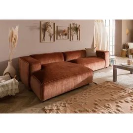 MASSIVMOEBEL24.DE Ecksofa 304x164x69 Ottomane links Cord kupfer VALENCIA
