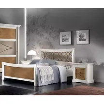 JV Möbel Schlafzimmer Möbel 3tlg. Set Bett Massivholz Nachttische 2x Betten Holz