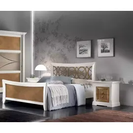 JV Möbel Schlafzimmer Möbel 3tlg. Set Bett Massivholz Nachttische 2x Betten Holz