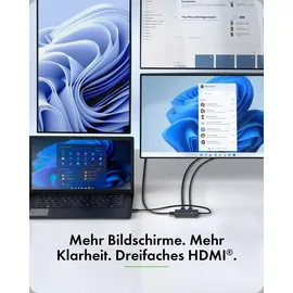 Icy Box USB-C zu 3x HDMI Adapter 20 cm Schwarz