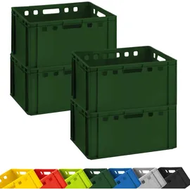 Buri 4x Fleischkiste E3 Metzgerkiste 60x40x30cm lebensmittelecht, robust, stapelbar - Eurokisten Stapelkiste aus Deutschland, dunkelgrün