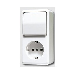 Jung AP 600 - SCHUKO-Steckdose mit Schalter Universal Aus-Wechsel (alpinweiß)