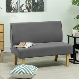 Homcom 2 Sitzer Sofa, Couch mit Cord-Optik, Holzbeine, Gepolsterter Polstersofa, Doppelsofa für Schlafzimmer, Wohnzimmer, 110 x 62B x 85H cm-Grau | Gr.: onesize