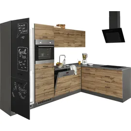 kochstation Winkelküche L-Form 290 cm grau