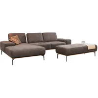 W.SCHILLIG Ecksofa run, Designsofa mit tollem Sitzkomfort, bequem, L-Form, mit Holzsockel, Füße in Schwarz pulverbeschichtet, Breite 319 cm braun