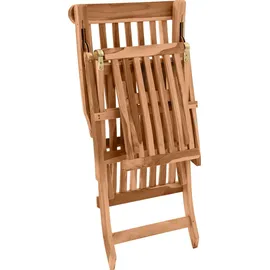 Möbilia Liegestuhl mit Fußstütze 4 Liegepositionen Teak natur | Natur