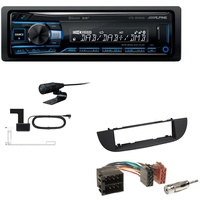 Alpine UTE-204DAB 1 DIN Autoradio DAB+ Bluetooth USB AUX-IN passend für FIAT 500 500C 2007-2015 Schwarz