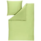 Estella Bettwäsche Mako Satin Valetta 155x220 + Kissen 80x80 Uni maigrün, Baumwolle, 2 teilig, mako satin bettwäsche 155x220 sale warm baumwolle bettwäsche 155x220 grün