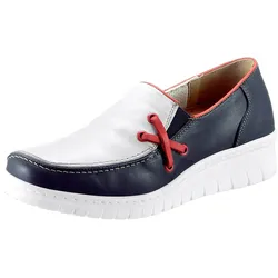 Slipper LORETTA, Damen, Gr. 38, blau (marine), Leder, klassisch, Schuhe