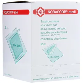 NOBAMED Nobasorb-steril Saugkompressen 10 x 10 cm 25 St