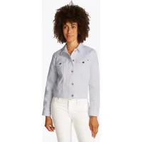 Tommy Hilfiger Jeansjacke TOMMY HILFIGER "DNM SLIM JACKET WHITE", Damen, Gr. 40, weiß (optic weiß), Denim/Jeans, Obermaterial: 99% Baumwolle, 1% Elasthan, unifarben, slim fit kurz, 1-Knopf-Manschette, Jacken Jeansjacke, mit vielseitigem Design