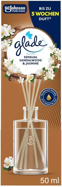 Glade Raumduft Diffuser, Für Zuhause und das Badezimmer, Mit natürlichen Ölen, Sensual Sandalwood & Jasmine, Hält 5 Wochen, 50 ml