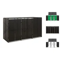 vidaXL Mülltonnenbox für 3 Tonnen Schwarz 207x80x117 cm Poly Rattan