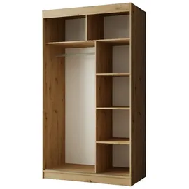 beautysofa Schiebtürenschrank PACO 120 cm Farbe: Eiche Craft golden