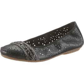 Rieker Ballerina RIEKER, Damen, Gr. 41 (7/7,5), schwarz, Lederimitat, unifarben, Schuhe Ballerina, Slipper, Flache Schuhe mit Rundum-Gummizug, Topseller