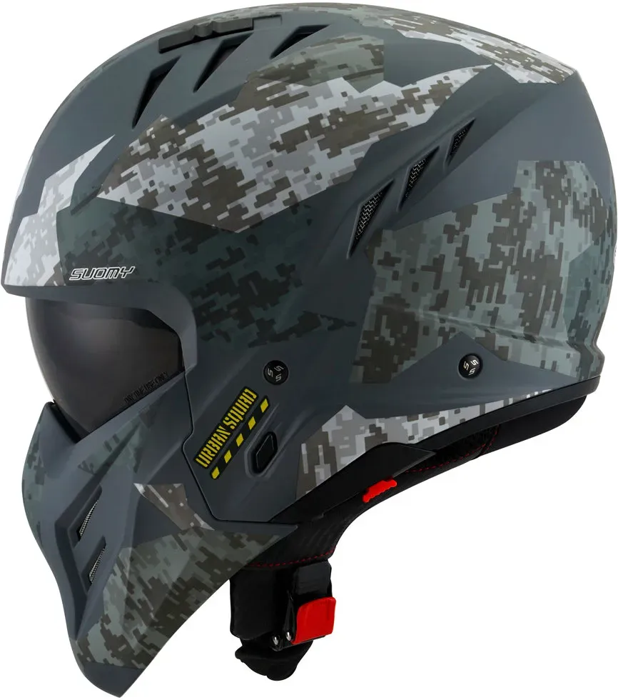 Suomy Armor Urban Squad Camo, casque à jet - Mat Gris Foncé/Gris Clair - L