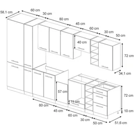 Vicco Küchenzeile Fame-Line 355 cm Schwarz