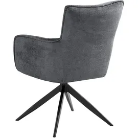 Set One by Musterring SetOne by Musterring Armlehnstuhl schwarz Dunkelgrau, Metall, Textil, Stativgestell 59x89x63 cm, Stoffauswahl, Sitzfläche 360° drehbar mit Rückholfunktion, Eisen schwarz