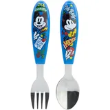 Stor 2er Set Kinderbesteck aus Edelstahl bestehend aus Gabel und Löffel von Mickey