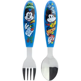 Stor 2er Set Kinderbesteck aus Edelstahl bestehend aus Gabel und Löffel von Mickey