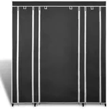 vidaXL Stoffschrank mit Fächern Kleiderstangen 45×150×176 cm Schwarz