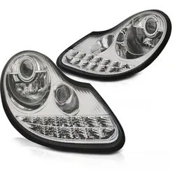 Scheinwerfer LED Tagfahrlicht Optik für Porsche Boxster 986 / 911 996 Chrom