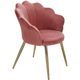 KADIMA DESIGN Esszimmerstuhl Tulpe Samt Rosa Gepolstert, Küchenstuhl mit Goldfarbenen Beinen, Schalenstuhl Skandinavisches Design, Polsterstuhl mit