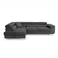 sofiland Ecksofa Aller L-Form mit Schlaffunktion und Bettkasten in Jasmine, Links Ottomane (Dunkelgrau)