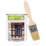 Lixum PRO BIOLOGISCHE FACHWERK LASUR, NATÜRLICHER HOLZSCHUTZ, OHNE CHEMIE, ANSTRICH FÜR FACHWERK & DENKMALSCHUTZ GEEIGNET, MIT LANGZEIT WIRKUNG, Farbe:Schwarz, Inhalt:3000 ml (ca.90m2) inkl. Pinsel