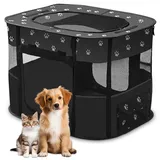 ALLSOPETS Faltbarer Haustierstall Tragbarer Katzen Laufstall Hunde Zelt Hundekäfig für Hund Welpe Freigehege Hundebox Kaninchen Zwinger mit Tragbar Handtasche (Schwarze Pfote, XL)