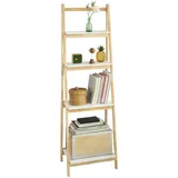 SoBuy FRG162-N Leiterregal klappbar Standregal Bücherregal mit 4 Böden Kautschukholz und MDF BHT: 42x140x34cm