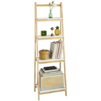 SoBuy FRG162-N Leiterregal klappbar Standregal Bücherregal mit 4 Böden Kautschukholz und MDF BHT: 42x140x34cm