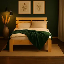 Homestyle4u Bett mit Lattenrost Holz Natur Holzbett 90x200 Einzelbett 90 x 200 cm Massivholzbett 90x200 Kiefer –