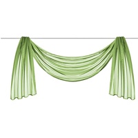 Ricemru Extra Lang Querbehang Freihanddeko Grün Vorhangschal Transparentem Voile Querbehang Gardine Schals Hochzeit Bogen Dekoration Wohnzimmer Schlafzimmer,140x600cm