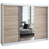 A&J MöbelLand Schiebetürenschrank VILUNO 1 200 x 215 x 59,5 cm Weiß/Schwarz