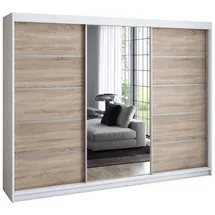 A&J MöbelLand Schiebetürenschrank VILUNO 1 200 x 215 x 59,5 cm Weiß/Schwarz