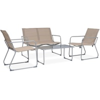 vidaXL 4-tlg. Garten-Lounge-Set Stoff und Stahl Taupe