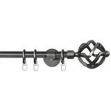 garesa schönes fürs fenster Garesa Gardinenstange Rustika Ø 16mm, 1-läufig, Graphite I Rustikale Vorhangstange aus Metall inkl. Ringe + Faltenlegehaken I Mit Endknopf Korb I 160cm