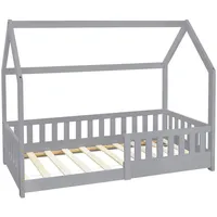 ML-Design Kinderbett Hausbett 80 x 160 cm Kiefer grau