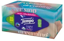 Tempo Taschentücher Box XXL Light Box, 3-lagig 830490 , 1 Box = 140 Tücher, farbig sortiert