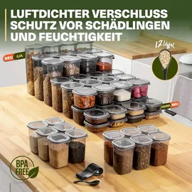 viwares Vorratsdosen-Set grau 48-teilig