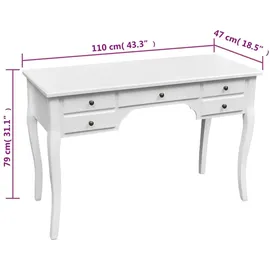 vidaXL Schreibtisch Kiefer weiß