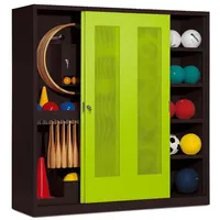 C+P Sportgeräteschrank mit Lochblech-Schiebetüren (Typ 5), HxBxT 195x190x60 cm,