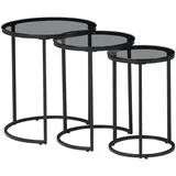 [en.casa] Satztisch Kyyjärvi im 3er Set Schwarz/Transparent *80989389*