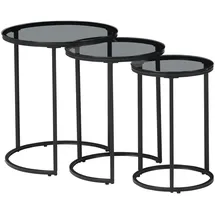 [en.casa] Satztisch Kyyjärvi im 3er Set Schwarz/Transparent *80989389*