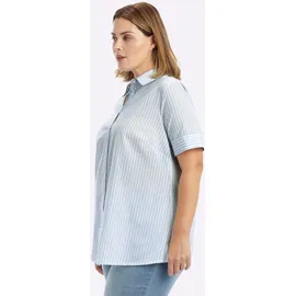 sheego Kurzarm-Bluse hellblau-weiß-gestreift 48